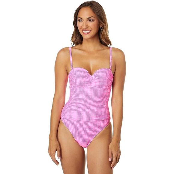 Lilly Pulitzer Women's The Same Line Bandeau One Piece Swimsuit Pink Size 16 NWT - Picture 1 of 12